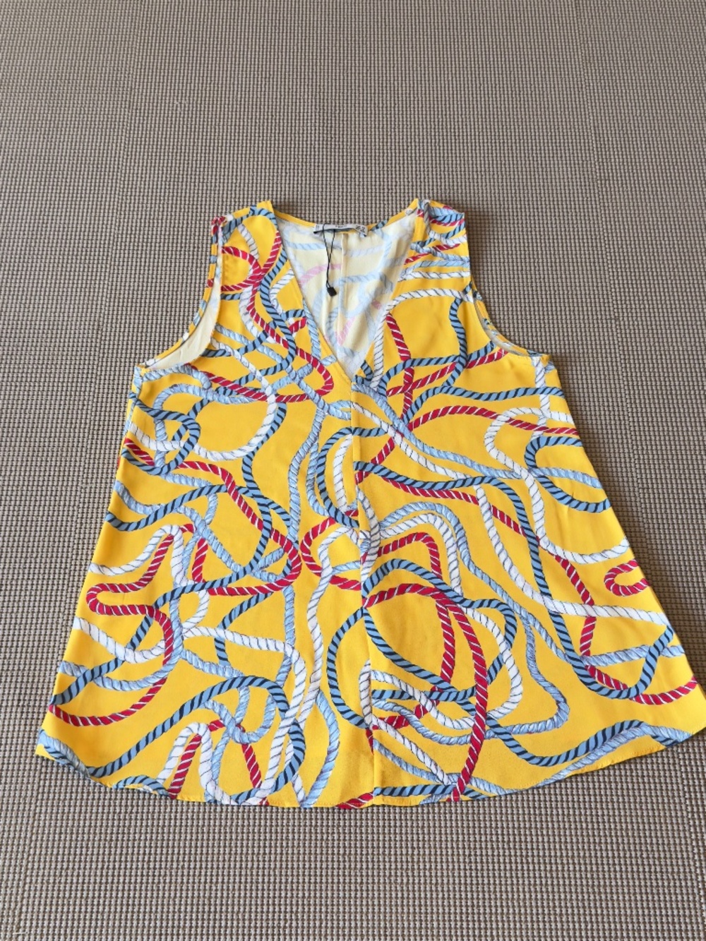MANGO MNG suit tank top v-neck rope print size 2 Nwot